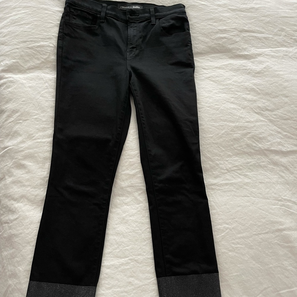 JBrand cropped pants with sparkly trim